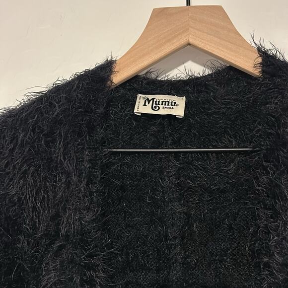 Show Me Your MuMu Bader Cardigan fuzzy black bear size S - Picture 7 of 9